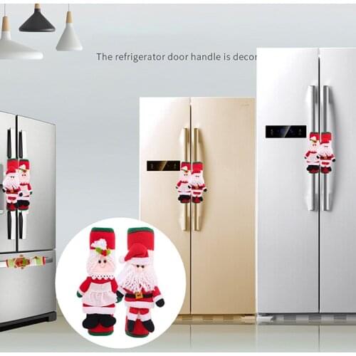 2Pcs Christmas Refrigerator Handle Cover Cloth Santa Kitchen Microwave Oven Fridge Door Knob Protector Door Handle Cover