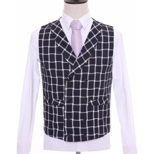 2018 Black Double breasted Mens Vests Slim Fit Formal Grooms Wear Suit Vest Mens Wedding Vest Waistcoat Plus Size