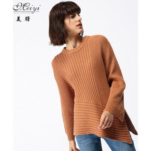 2018 Wool Computer Knitted O-neck Full Real Time-limited Beautiful Sweater Woman Rendering Fund Knitting Irregular
