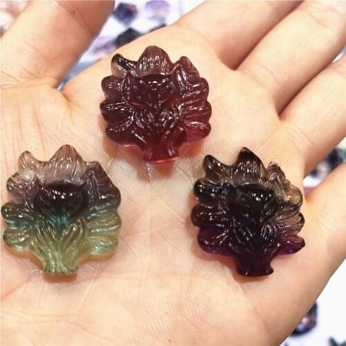 30pcs natural fluorite quartz crystals and stones handmade nine-tailed fox for home decoration or pendant