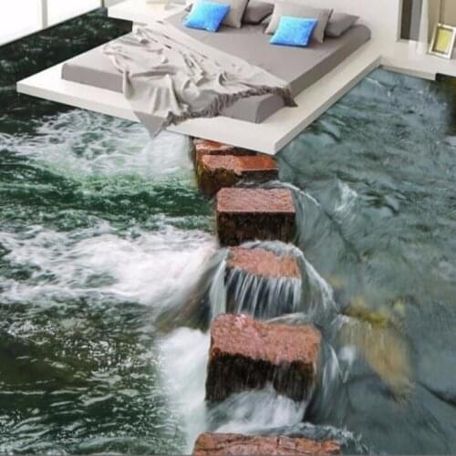 Beibehang Custom 3D Stereo 3D Wallpapers Modern Art River Stone Bathroom Floor Mural 3D PVC Wallpaper Self-adhesive 3d flooring