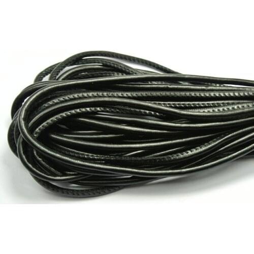 5 meters 5mm Leather String Jewelry Accessories diy decoration Jewelry Cord Black Stitched Round Soft Synthetic