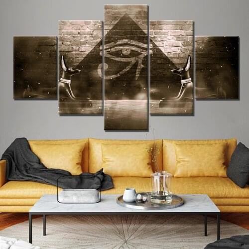 No Framed Canvas 5Pcs Anubis of Ancient Egypt God Wall Art Posters Pictures Paintings Home Decor for Living Room Decorations