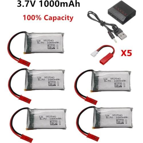 3.7V 1000mAh 25c lipo Battery + Charger for HQ898B H11D H11C H11WH T64 T04 T05 F28 F29 T56 T57 RC Camera Droens Qaudcopter Spare