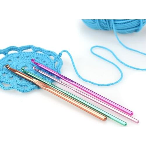DIY Aluminum Crochet Hooks Multicolor Sewing Needles Knitting Needles Crochet Hook Sweater Weaving Tools 2-10mm Knitting Needles