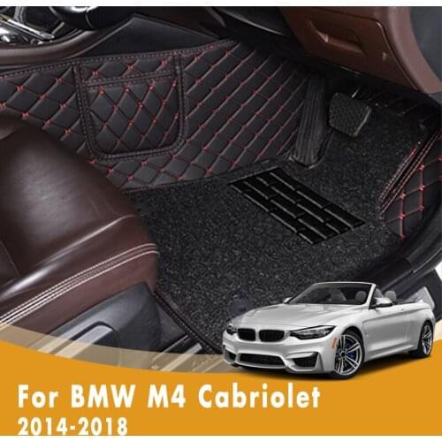 RHD Car Floor Mats For BMW M4 Cabriolet 2018 2017 2016 2015 2014 Double Layer Wire Loop Custom Leather Car Accessories Carpets