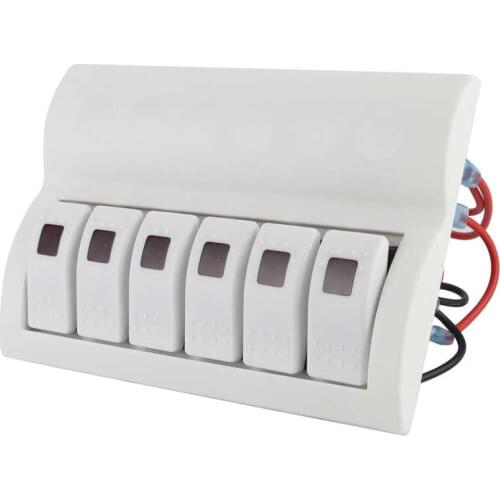 Car gauge trim auto accessories 6 Gang Rocker Switch Panel Circuit Breaker with LED Indicator for Marine Boat Yacht Car RV Car