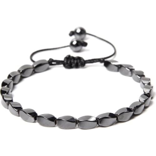 Weight Loss Hematite Braided Bracelets For Women Men Stretch Health Cure Classic Healing Meditation Bracelet Magnetic Jewelry