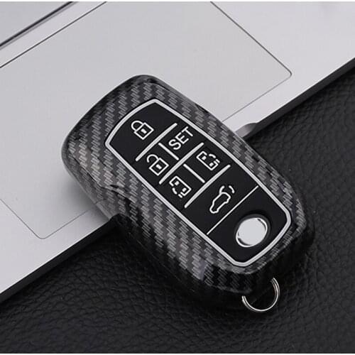 Carbon Fiber ABS+Silicone Car Key Remote Cover Case For Toyota Alphard Vellfire 2012 Previa 2015 2016 2017 2018 Accessories