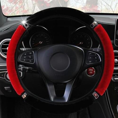 Car Steering Wheel Cover Diameter Soft Plush Interior Accessories Steering-Cover Universal 37-38cm