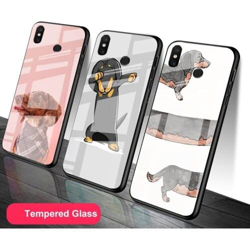 Dachshund Dog Tempered Glass Phone Case For Redmi Note 5 6 7 8 9 Pro Note8T Note9S Redmi8 9 Cover Shell