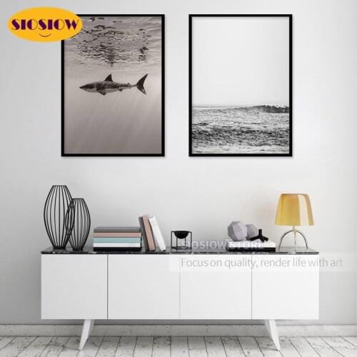 Black And White 5D DIY Diamond Painting Crystal Shark Sea Full Drill Square Daimond Mosaic Diamant Embroidery Cross Stitch Kits