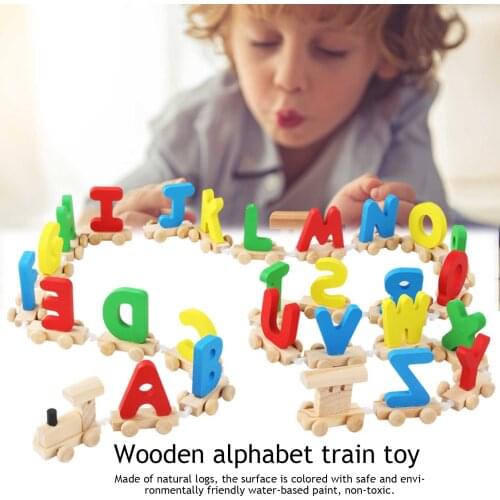 Letter Train Wooden Alphabet Railway ABC Alphabet Train Preschool Kids Toddler Educational Toy
