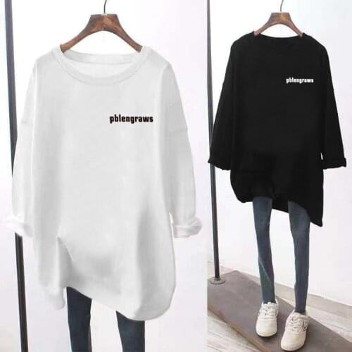 White Cotton T-shirt Women Spring Autumn Loose Cotton Long Sleeve Base Tee Shirt Femme Print Letter Long Sleeve T Shirt Women