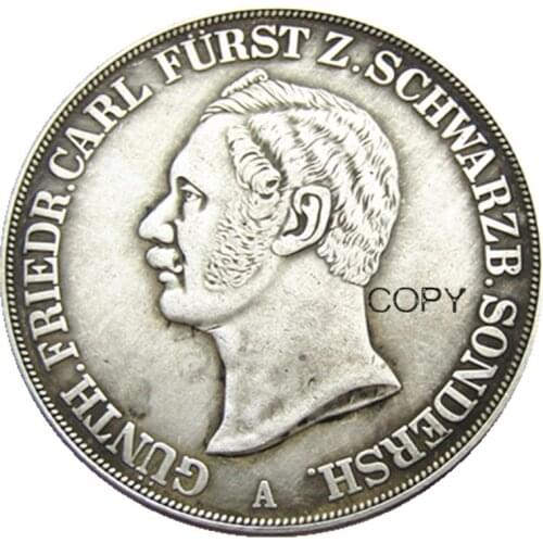 Germany 1845 1854 2 Thaler 3½ Gulden - Günther Friedrich Karl II Silver Plated Copy Coin