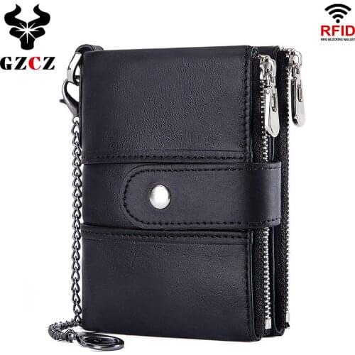 Cow Genuine Leather Anti Rfid Wallet Man Coin Purse Male Cuzdan PORTFOLIO MAN Portomonee Small Walet Pocket wallets for men
