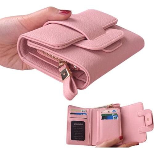 Wallet Women 2021 Lady Short Women Wallets Mini Money Purses Fold PU Leather Female Card Holders Organizer Zipper Coin Purse