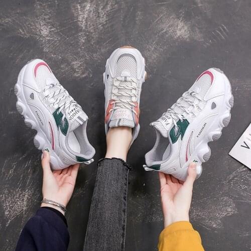 ZEEKSON Korean the Old Womens Shoes Spring 2021 Platform Student Sports Shoes Thick-soled Net Red Shoes Low-top Running Shoes