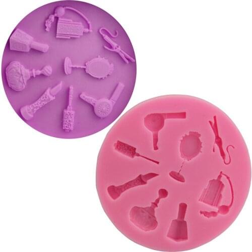 Top New DIY Beauty Dressing Table Moulds Make up Perfume Lipstick Series Silicone Molds Fondant Cake Decorating Tools