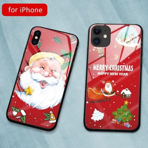 MimoseCase for iphone 11 pro Tempered Glass Hard Back Merry Christmas Cover for iPhone 6 6S 7 8 plus X XR XS MAX DIY Glass Case