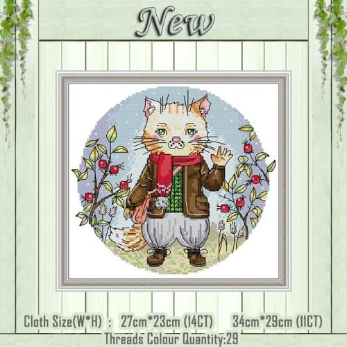 Mr cat cute animal cartoon diy home decor painting counted printed on the canvas DMC 11CT 14CT kits Cross Stitch needlework Sets