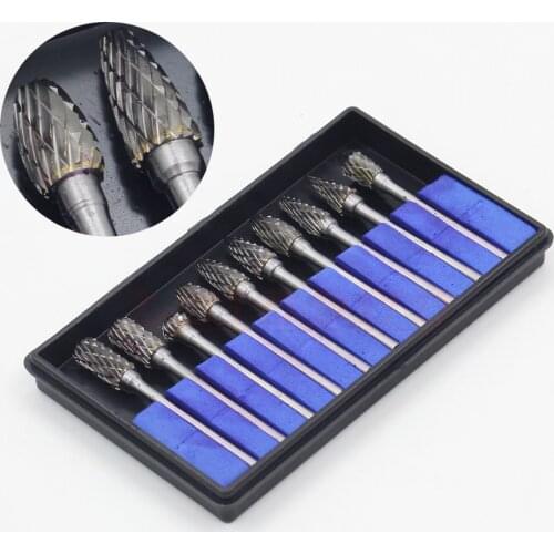 10pcs/set Tungsten Carbide Rotary Burrs Set Dremel Accessories for Rotary Tools Milling Cutter Engraving Bits