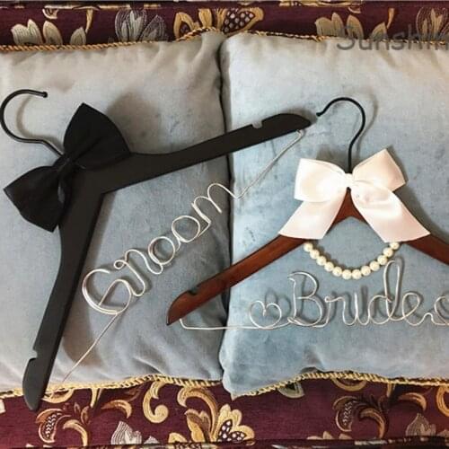 Bride and Groom Hanger Set,Tuxedo Hanger,Mr and Mrs Hanger,Bride Hanger,Name Hanger,Bridal Party Gifts