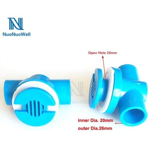 NuoNuoWell Aquarium 20mm Bulkhead Tee Connector 2 way Outlet Drainage Adaptor Fish Tank Pond High Quality PVC Waterproof Fitting