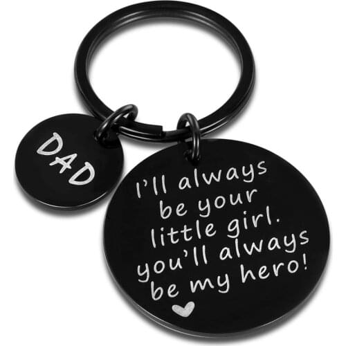 Fathers Day Gifts Dad Birthday Keychain Gift From Daughter for Husband Stepfather Dad I Will Always Be Your Little Girl Hero