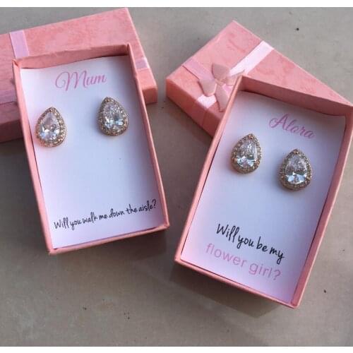 Bridesmaid Gift,Custom Bridesmaid Earrings, Bridal Party Gift,Wedding Earrings, Cubic Zirconia Earrings