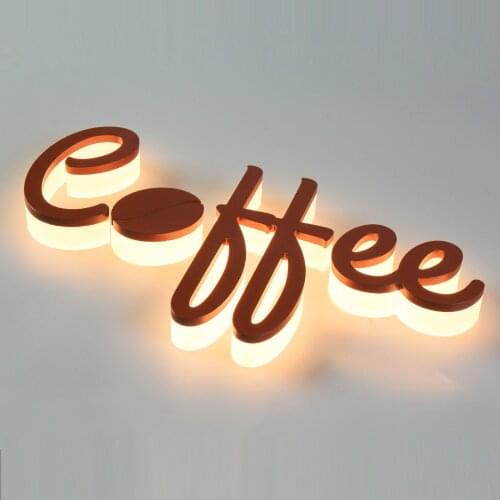 3D durable acrylic back-lit letter sign for interior warm light up letters for store front sign