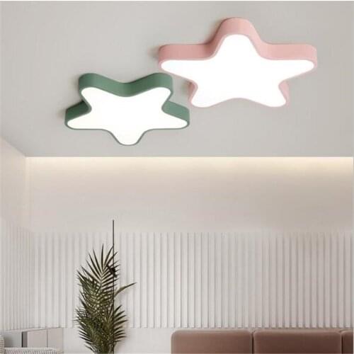 Marcalon Romantic Nordic Lovely 5 Colors Iron Acrylic Star Led Ceiling Lamp for Bedroom Childrens Room Kindergarten 45/60cm