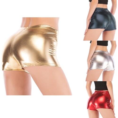 Sexy Bright Leather Women Booty Shorts Hot Stamping Short Trousers Ladies Shorts Sports Sweatpants Shorts For Pole Dance