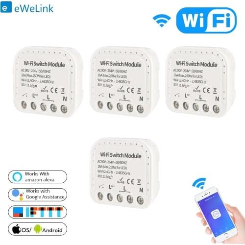 EWelink Wfi Smart Switch App Control WiFi Switch Module 16A 90-240V Support External Switch Work With Alexa Google Home 2-10 pcs