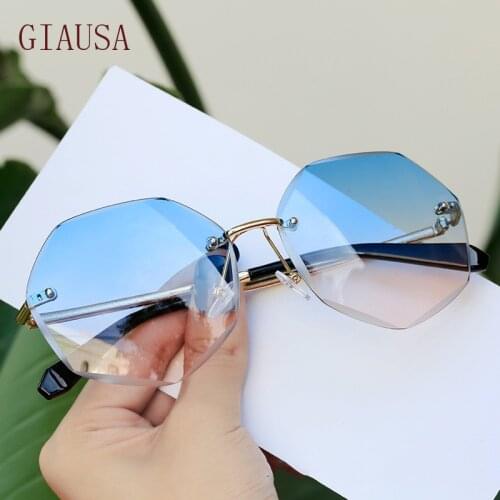 GIAUSA New fashion undercut sunglasses metal frameless glasses fashion net red same Sunglasses Gafas de sol luxury