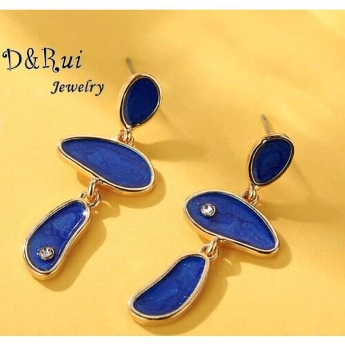 Vintage Blue Geometirc Earrings Bohemian Female Fashion Shell Statement Jewelry Trendy Dangle Drop Earring for Women Wedding Hot