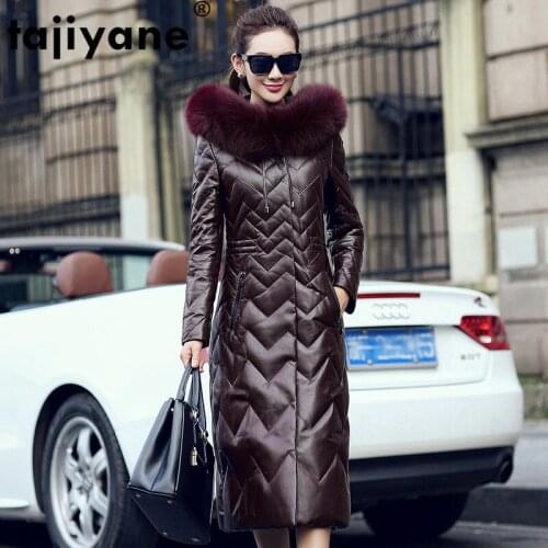 Leather Genuine Real Jacket Women Clothes 2021 Korean Fox Fur Collar Sheepskin Down Coat Streetwear Tops Chaqueta Mujer ZT3546