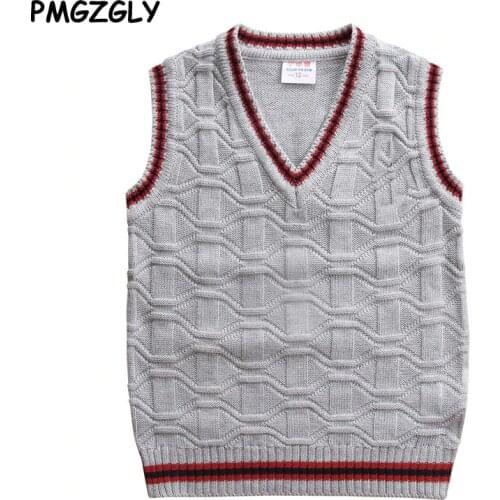 3-10 Year Kids Boy Vest Solid Colors Children Kids Boys V-neck Waistcoat Fashion style Kids boys pullover knitted vest coat