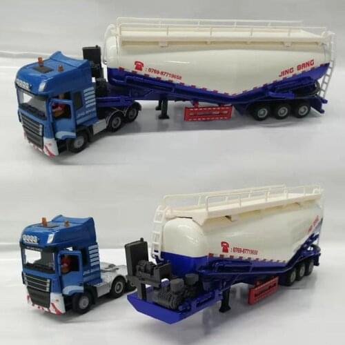 1/50 Scale Alloy Trailer Tank Diecast Model Vehicles Powder Conveyor Cement High Simulation Truck Engineering Vehicle Toy