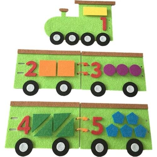 1 Set Kids Felt Non-woven Decor Educational Teaching DIY Mathematics Handmade Cartoon Train and Number Equipment Toys