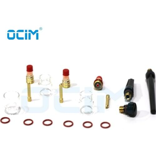18PCS TIG Welding Torch Burner Parts Pyrex Cup Gas Lens Temperature Resistant Fit WP17 18 26