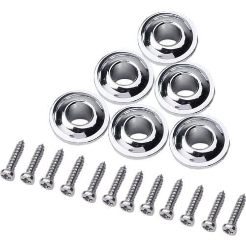 6Pcs Opened Semiclosed Vintage Guitar Tuning Pegs Tuner Machine Heads Conversion Bushings Adapter Ferrules Chrome