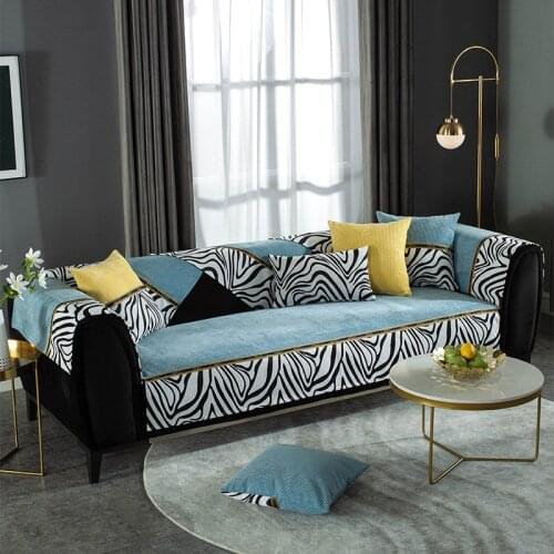 Stripe Velvet Sofa Cover 3/2/1 Seater Leather Couch Cover for Living Room Non-slip Recliner Slipcover Furniture Protector