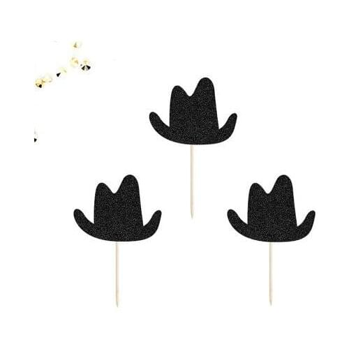Glitter Cowboy Hat western birthday wedding cupcake toppers New Year party cake decoration doughnut food picks