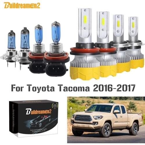 Buildreamen2 4 Pieces H7 H11 Car Headlight High or Low Beam + Fog Lamp LED Halogen Headlamp Bulb 12V For Toyota Tacoma 2016 2017