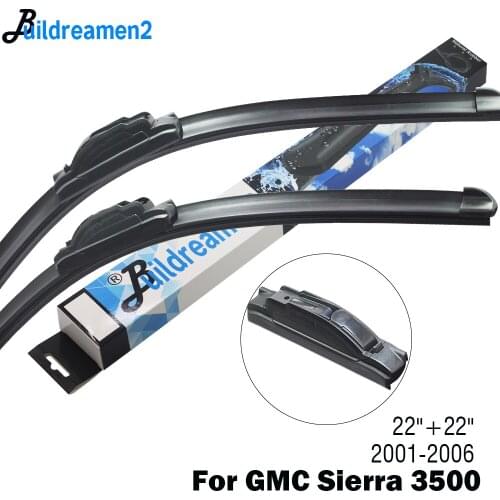 Buildreamen2 Car Wiper Blade Front Windscreen Rubber Wiper For GMC Sierra 3500 Fit Hook Arms 2001 2002 2003 2004 2005 2006