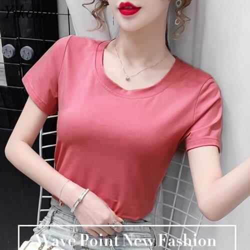 Basic T-Shirts Casual Women Tshirt O-Neck Solid Cotton Summer Tops T-Shirt Woman Clothes Tee Top Shirt Plus Size 5XL Harajuku