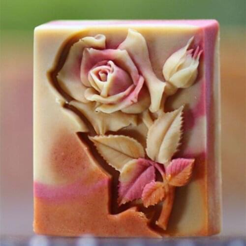 Flower Bar Soap Molds Rose Natural Soap Mould Rectangle Silicone Mold for Soap Candle Wax Resin Crafts Making