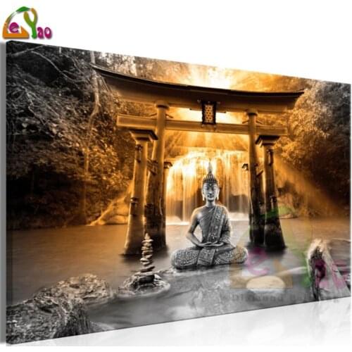 Full Square Drill 5D Diy Diamond Painting Buddha Smile Mosaic Diamond Embroidery Orange Landscape Sale Rhinestones Kits