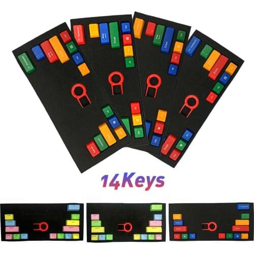 14Pcs/Set PBT Clear ABS Color Matching Mechanical Keyboard Key Caps Replacement KeyCaps Mice & Keyboards Accessories ABS PBT
